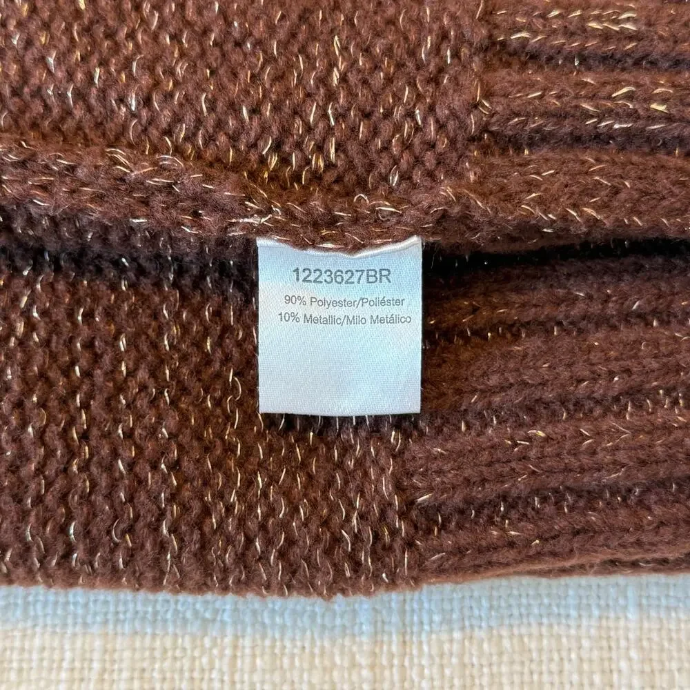 OntWelfth Metallic Knit Sleeveless Sweater Vest with Pearls – Brown Shimmer, XL - Picture 10 of 15